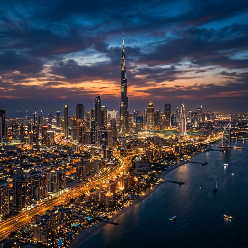 Dubai skyline at dusk